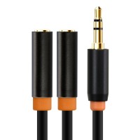 CABLETIME καλώδιο ήχου 3.5mm σε 2x 3.5mm CT-AV309-P12G, 20cm, μαύρο