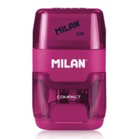 MILAN ξύστρα μολυβιών με κάδο & γόμα 1204703116, ροζ