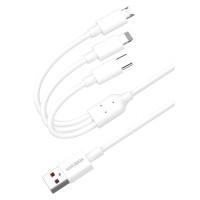 KAKUSIGA καλώδιο USB σε USB-C/Lightning/Micro USB KSC-1021, 5A, 1.2m, λευκό