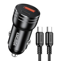 KAKUSIGA φορτιστής αυτοκινήτου KSC-1714 με καλώδιο USB-C, USB/USB-C, 60W, μαύρος