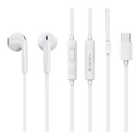 CELEBRAT earphones με μικρόφωνο G39, USB-C σύνδεση, 14mm, 1.2m, λευκά