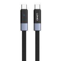 LDNIO καλώδιο USB-C LC242c, flat, 65W, 480Mbps, 2m, μαύρο