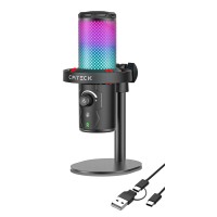 CMTECK επιτραπέζιο μικρόφωνο XM560, καρδιοειδές, USB/USB-C, RGB LED, μαύρο