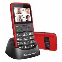 POWERTECH κινητό τηλέφωνο Sentry Eco V2, dual SIM, πλήκτρο SOS, κόκκινο
