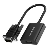 CABLETIME αντάπτορας VGA σε HDMI CT-AV582-VGAH με 3.5mm & micro USB, 1080p/60Hz, μαύρος