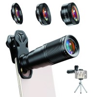 APEXEL σετ φακών για smartphone 22X105-4IN1 με τρίποδο, 4 σε 1, 22x zoom