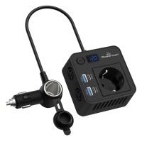 POWERTECH inverter αυτοκινήτου PTL-028, 200W, 12V/24V DC σε 110V/220V AC, με 2x USB-C/2x USB