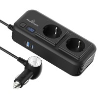 POWERTECH inverter αυτοκινήτου PTL-029, 200W, 12V/24V DC σε 2x 110V/220V AC, με 2x USB-C/2x USB