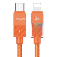 USAMS καλώδιο Lightning σε USB-C SJ776, 30W, 480Mbps, 1.2m, πορτοκαλί