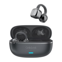 CELEBRAT earphones με θήκη φόρτισης W74, OWS, 10mm, 25/250mAh, μαύρα