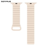 Λουράκι Σιλικόνης Wavy Magnetic Band Sonique για Apple Watch (42/44/45/49MM) Μπεζ