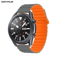 Λουράκι Σιλικόνης Wavy Magnetic Band Sonique 22mm για Samsung, Huawei, Amazfit, Xiaomi, Honor Γκρι / Πορτοκαλί
