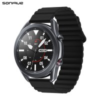 Λουράκι Σιλικόνης Wavy Magnetic Band Sonique 22mm για Samsung, Huawei, Amazfit, Xiaomi, Honor Μαύρο