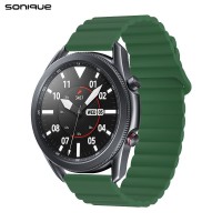 Λουράκι Σιλικόνης Wavy Magnetic Band Sonique 20mm για Samsung, Huawei, Amazfit, Xiaomi, Honor Πράσινο Σκούρο