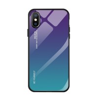 Glass Case Apple iPhone X / iPhone XS Μπλε / Ματζέντα