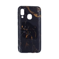 Θήκη Marble Silicon Samsung Galaxy A40 Black / Gold