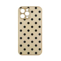 GKK Electroplate Glass Case Apple iPhone 12 Pro Πουά Μπεζ