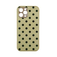 GKK Electroplate Glass Case Apple iPhone 12 Pro Max Πουά Μπεζ