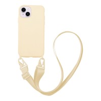 Θήκη Σιλικόνης με Strap CarryHang Sonique Apple iPhone 14 Μπεζ