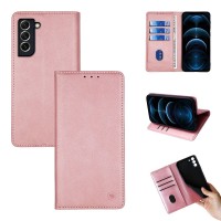 Θήκη Πορτοφόλι Vintage Magnet Wallet Sonique Samsung Galaxy S21 FE Ροζ Χρυσό