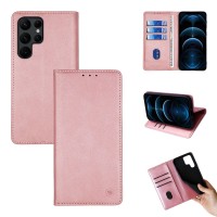 Θήκη Πορτοφόλι Vintage Magnet Wallet Sonique Samsung Galaxy S22 Ultra Ροζ Χρυσό