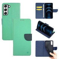Θήκη Πορτοφόλι Sonique Trend Wallet Samsung Galaxy S22 Βεραμάν / Σκούρο Μπλε