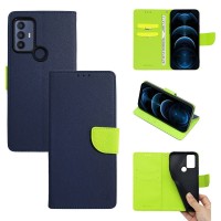 Θήκη Πορτοφόλι Sonique Trend Wallet TCL 305 / TCL 306 / TCL 30E / TCL 30 SE Σκούρο Μπλε / Λαχανί