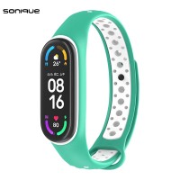 Λουράκι Σιλικόνης Sonique Sport για Xiaomi Mi Band 5/6 Βεραμάν / Λευκό