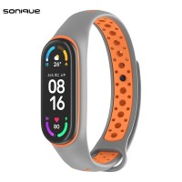 Λουράκι Σιλικόνης Sonique Sport για Xiaomi Mi Band 5/6 Γκρι / Πορτοκαλί