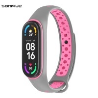 Λουράκι Σιλικόνης Sonique Sport για Xiaomi Mi Band 5/6 Γκρι / Φουξ