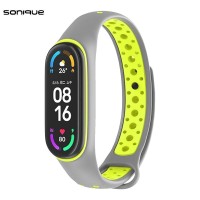 Λουράκι Σιλικόνης Sonique Sport για Xiaomi Mi Band 5/6 Γκρι / Λαχανί