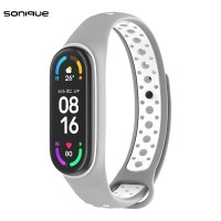 Λουράκι Σιλικόνης Sonique Sport για Xiaomi Mi Band 5/6 Ανοιχτό Γκρι / Λευκό