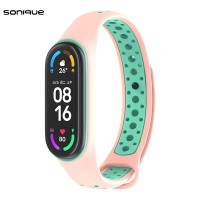 Λουράκι Σιλικόνης Sonique Sport για Xiaomi Mi Band 5/6 Ροζ / Βεραμάν