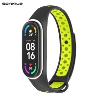 Λουράκι Σιλικόνης Sonique Sport για Xiaomi Mi Band 3/4 Μαύρο / Λαχανί