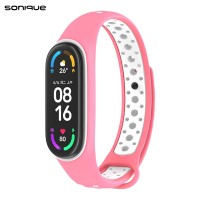 Λουράκι Σιλικόνης Sonique Sport για Xiaomi Mi Band 3/4 Φουξ  / Λευκό