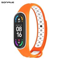 Λουράκι Σιλικόνης Sonique Sport για Xiaomi Mi Band 3/4 Πορτοκαλί / Λευκό