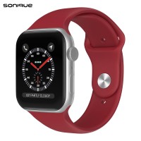 Λουράκι Σιλικόνης Soft Band Sonique για Apple Watch (42/44/45/49MM) Κόκκινο Σκούρο