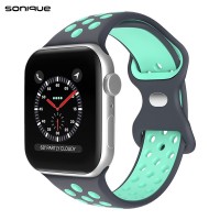Λουράκι Σιλικόνης Sonique Sport για Apple Watch (42/44/45/49MM) Γκρι Σκούρο/Βεραμάν
