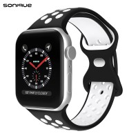Λουράκι Σιλικόνης Sonique Sport για Apple Watch (42/44/45/49MM) Μαύρο / Λευκό