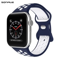 Λουράκι Σιλικόνης Sonique Sport για Apple Watch (42/44/45/49MM) Μπλε Σκούρο/Λευκό