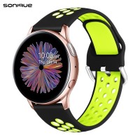 Λουράκι Σιλικόνης Universal Sport Band Sonique 20mm για Samsung, Huawei, Amazfit, Xiaomi, Honor Μαύρο / Λαχανί
