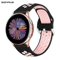 Λουράκι Σιλικόνης Universal Sport Band Sonique 20mm για Samsung, Huawei, Amazfit, Xiaomi, Honor Μαύρο / Ροζ