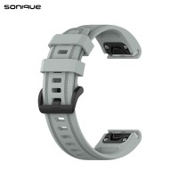 Λουράκι Σιλικόνης Stripe Dot Band Sonique 20mm για Garmin Fenix 7S/5S/5S Plus/6S/6S Pro/instinct 2S Γκρι