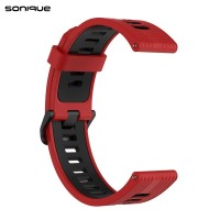 Λουράκι Σιλικόνης Sport Band Sonique 20mm για Amazfit GTS/GTS 2/3/4/GTS 2e/GTS 2mini/GTR 42MM/BIP U/BIP/BIP lite/ZEPP E Κόκκινο/Μαύρο