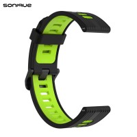 Λουράκι Σιλικόνης Sport Band Sonique 20mm για Amazfit GTS/GTS 2/3/4/GTS 2e/GTS 2mini/GTR 42MM/BIP U/BIP/BIP lite/ZEPP E Μαύρο / Λαχανί