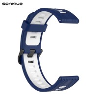 Λουράκι Σιλικόνης Sport Band Sonique 20mm για Amazfit GTS/GTS 2/3/4/GTS 2e/GTS 2mini/GTR 42MM/BIP U/BIP/BIP lite/ZEPP E Μπλε Σκούρο/Λευκό