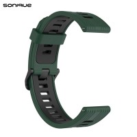 Λουράκι Σιλικόνης Sport Band Sonique 20mm για Amazfit GTS/GTS 2/3/4/GTS 2e/GTS 2mini/GTR 42MM/BIP U/BIP/BIP lite/ZEPP E Πράσινο Σκούρο/Μαύρο