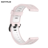 Λουράκι Σιλικόνης Sport Band Sonique 20mm για Amazfit GTS/GTS 2/3/4/GTS 2e/GTS 2mini/GTR 42MM/BIP U/BIP/BIP lite/ZEPP E Ροζ / Λευκό