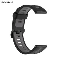 Λουράκι Σιλικόνης Sport Band Sonique 20mm για Amazfit GTS/GTS 2/3/4/GTS 2e/GTS 2mini/GTR 42MM/BIP U/BIP/BIP lite/ZEPP E Μαύρο / Γκρι Σκούρο