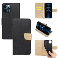 Θήκη Πορτοφόλι Sonique Trend Wallet Apple iPhone 12 / iPhone 12 Pro Μαύρο / Χρυσό